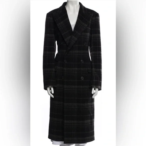 Ralph Lauren Collection Purple Label Wool Cashmere Long Coat Blazer Plaid Runway - Picture 2 of 6